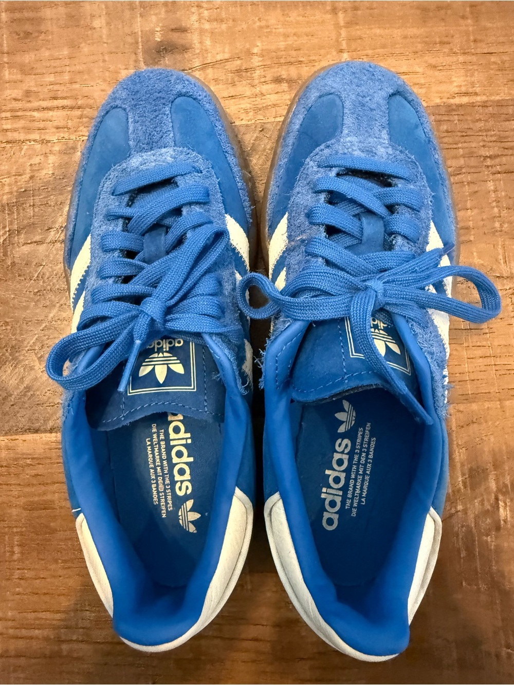 adidas Blue Suede Samba Sneakers with White Stripes - Picture 3 of 7